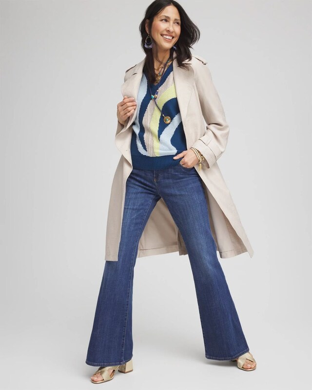 Print V-Neck Pullover Sweater - image 2